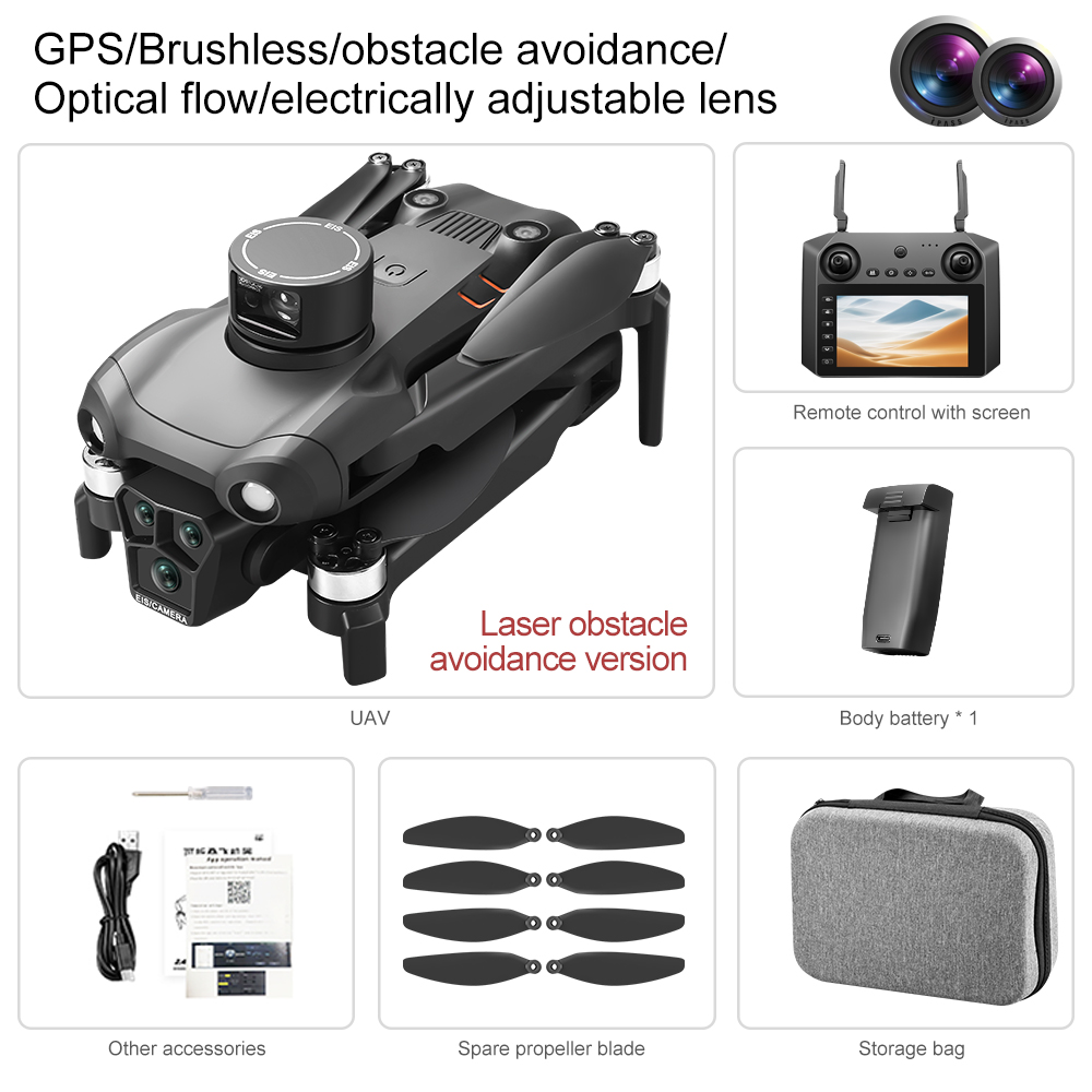 Drone Top Rc - U193 GPS Drone, 4.5 inç LCD
