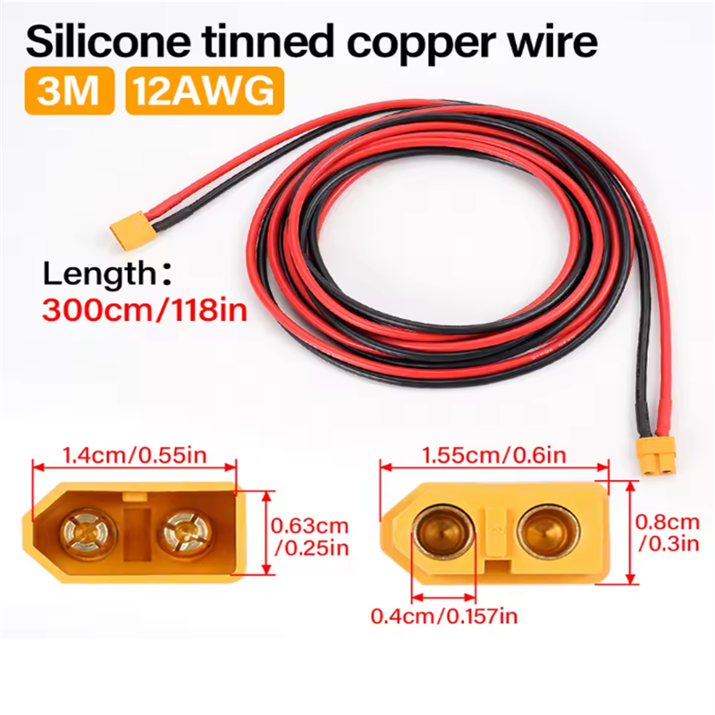 12AWG XT60 Erkek Dişi Dönüşüm  - Drone Rc Link incelemesi ve fiyatı