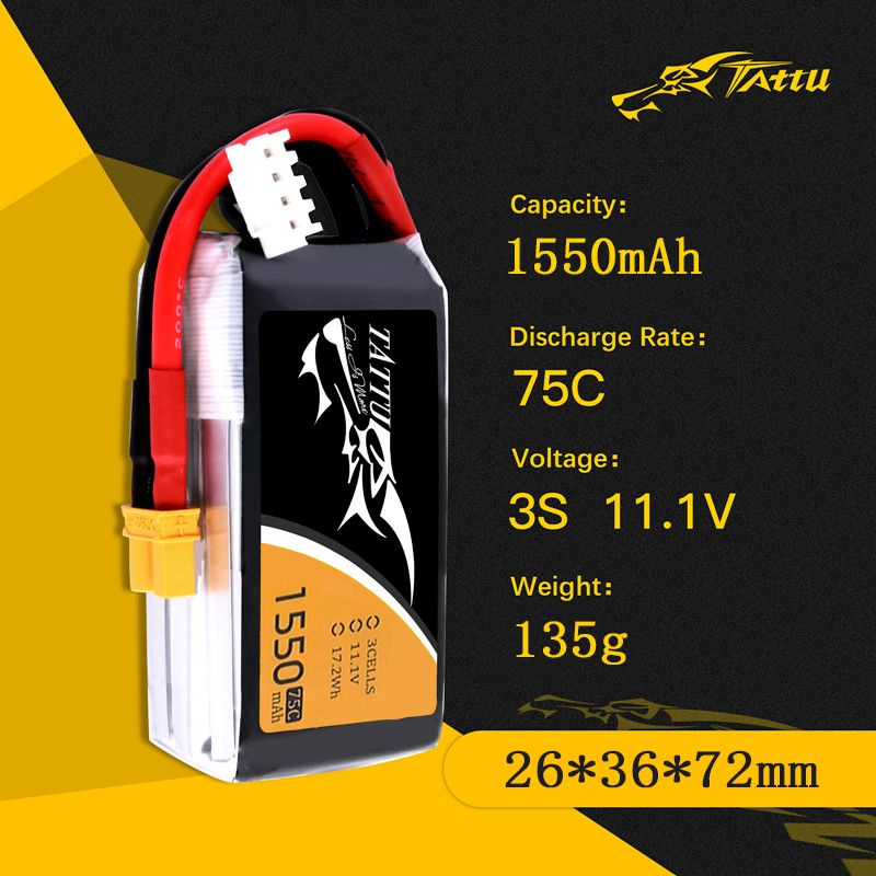 TATTU 3S 11.1V 1550mAh RC LiPo - Drone Rc Link incelemesi ve fiyatı